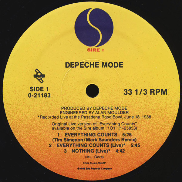 Depeche Mode - Everything Counts, Nothing, Sacred, A Question Of Lust | Sire (0-21183) - 3