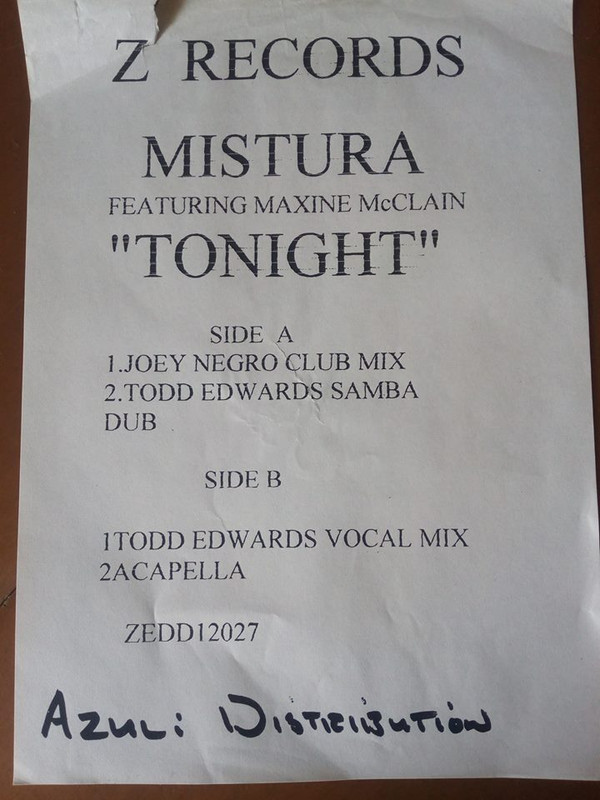 Mistura Feat. Maxine McClain - Tonight | Z Records (PROMO 12027) - main Mistura Feat. Maxine McClain - Tonight | Z Records (PROMO 12027) - main