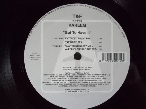 T&F & Kareem - Got To Have It | Airplane! Records (ARP 21023) - 3 T&F & Kareem - Got To Have It | Airplane! Records (ARP 21023) - 3