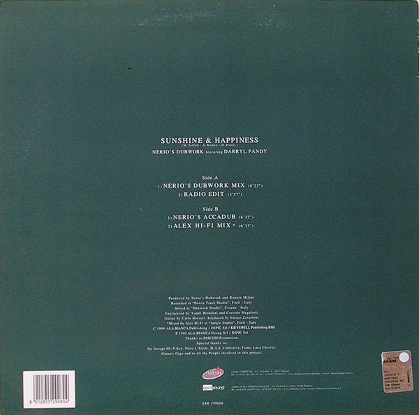 Nerio's Dubwork Featuring Darryl Pandy - Sunshine & Happiness | Spotsound Records (SSR 299008) - 2 Nerio's Dubwork Featuring Darryl Pandy - Sunshine & Happiness | Spotsound Records (SSR 299008) - 2
