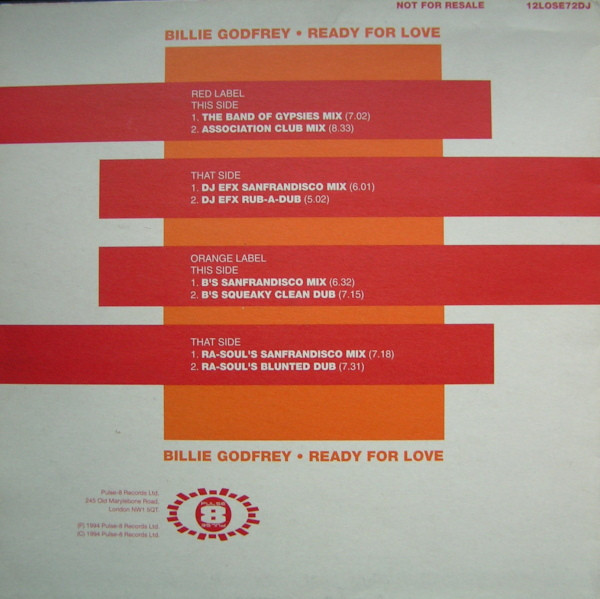 Billie Godfrey - Ready For Love | Pulse-8 Records (12 LOSE 72 DJ) - 2 Billie Godfrey - Ready For Love | Pulse-8 Records (12 LOSE 72 DJ) - 2
