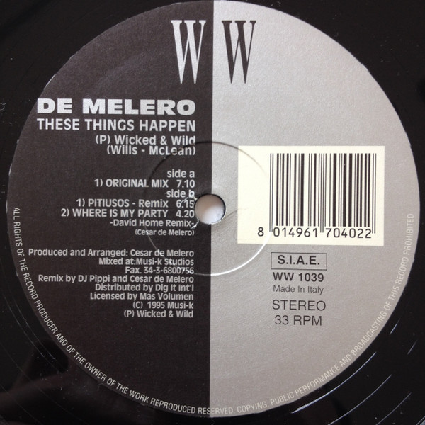 De Melero - These Things Happen | Wicked & Wild Records (WW 1039) - 2