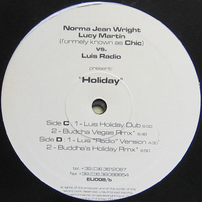 Norma Jean Wright , Lucy Martin Formerly Known As Chic Vs. Luis Radio - Holiday | Equal Records (EU 008) - main