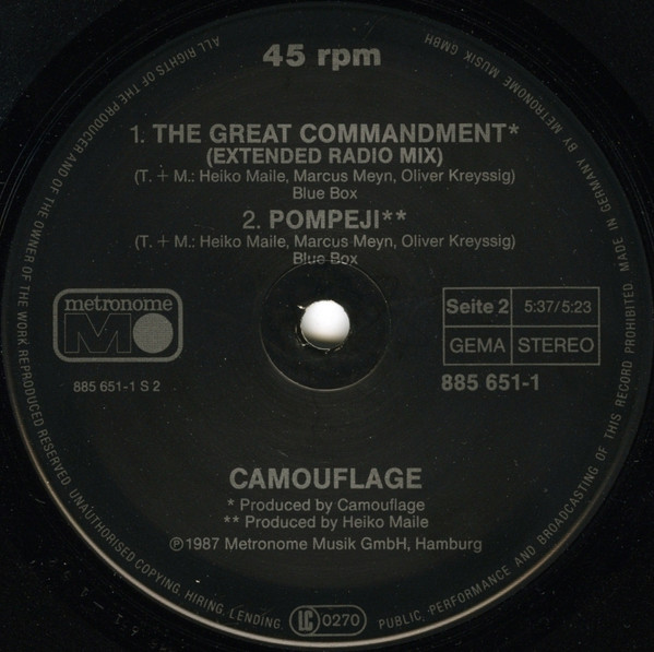 Camouflage - The Great Commandment | Metronome (885 651-1) - 4