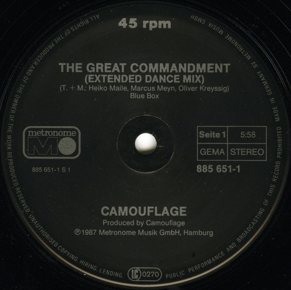 Camouflage - The Great Commandment | Metronome (885 651-1) - 3