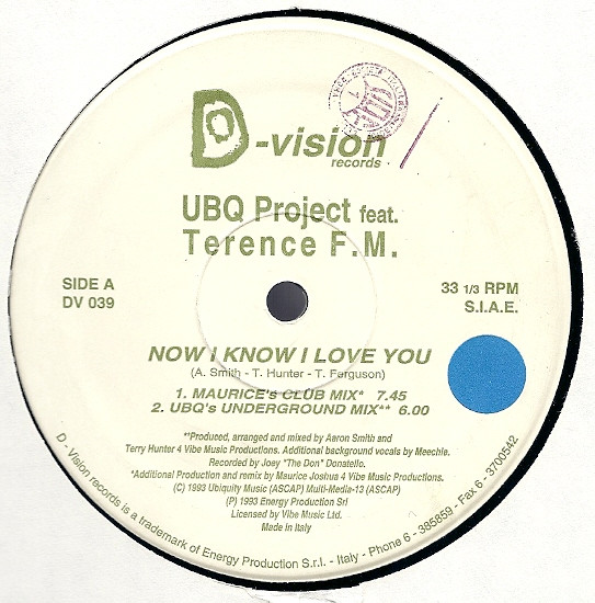 UBQ Project Feat. Terence F.M. - Now I Know I Love You | D:vision Records (DV 039) - main