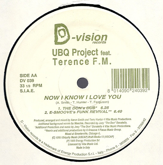 UBQ Project Feat. Terence F.M. - Now I Know I Love You | D:vision Records (DV 039) - 2