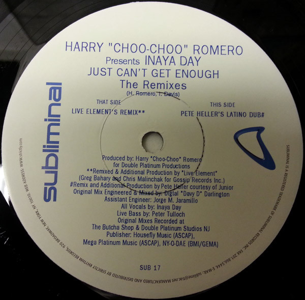 Harry "Choo Choo" Romero Presents Inaya Day - Just Can't Get Enough (The Remixes) | Subliminal (SUB 17) - 4 Harry "Choo Choo" Romero Presents Inaya Day - Just Can't Get Enough (The Remixes) | Subliminal (SUB 17) - 4