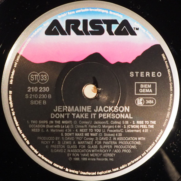 Jermaine Jackson - Don't Take It Personal | Arista (210 230) - 4