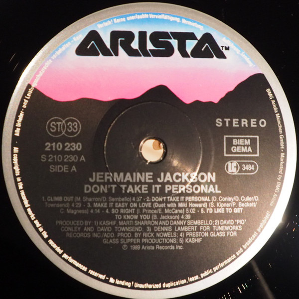 Jermaine Jackson - Don't Take It Personal | Arista (210 230) - 3