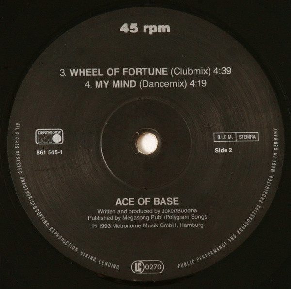 Ace Of Base - Wheel Of Fortune | Metronome (861 545-1) - 4 Ace Of Base - Wheel Of Fortune | Metronome (861 545-1) - 4