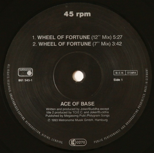 Ace Of Base - Wheel Of Fortune | Metronome (861 545-1) - 3 Ace Of Base - Wheel Of Fortune | Metronome (861 545-1) - 3