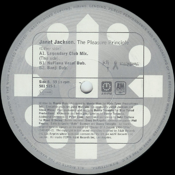 Janet Jackson - The Pleasure Principle (The Danny Tenaglia Mixes) / Alright (The Todd Terry Mixes) | AM:PM (581 515-1) - 3