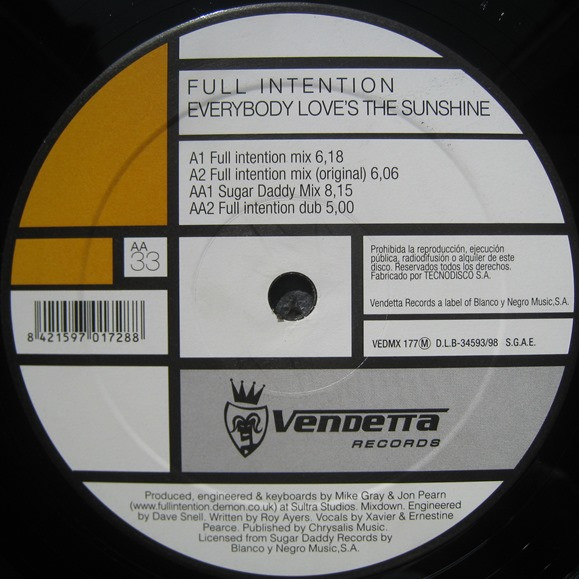 Full Intention - Everybody Loves The Sunshine | Vendetta Records (VEDMX 177)