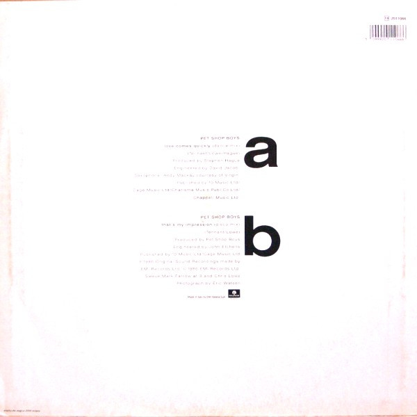 Pet Shop Boys - Love Comes Quickly | Parlophone (14 2011066) - 2 Pet Shop Boys - Love Comes Quickly | Parlophone (14 2011066) - 2