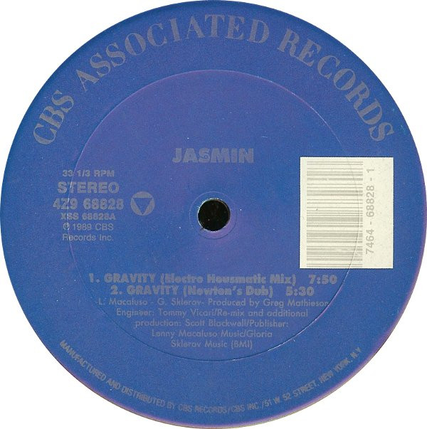 Jasmin - Gravity | CBS Associated Records (4Z9 68828)