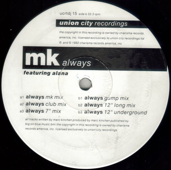 Marc Kinchen Featuring Alana - Always | Union City Recordings (UCRTDJ 15) - main