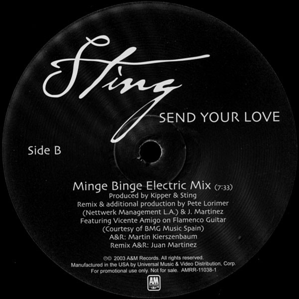 Sting - Send Your Love | A&M Records (AMRR-11037-1) - 3 Sting - Send Your Love | A&M Records (AMRR-11037-1) - 3