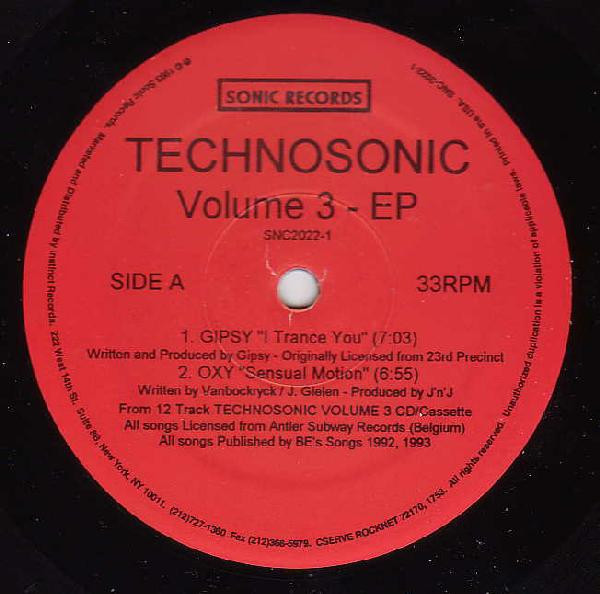 Various - Technosonic Volume 3 - EP | Sonic Records (SNC-2022-1)