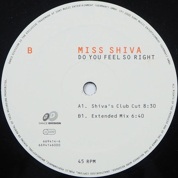 Miss Shiva - Do You Feel So Right (Part 1 Of 2) | Dance Division (DAD 669414 6) - 4