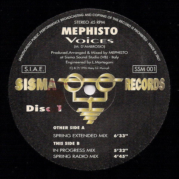Mephisto - Voices (Disc 1) | Sisma Records (SSM 001)