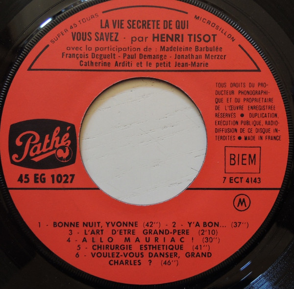 Henri Tisot - La Vie Secrète De Qui Vous Savez | Pathé (EG 1027) - 4 Henri Tisot - La Vie Secrète De Qui Vous Savez | Pathé (EG 1027) - 4
