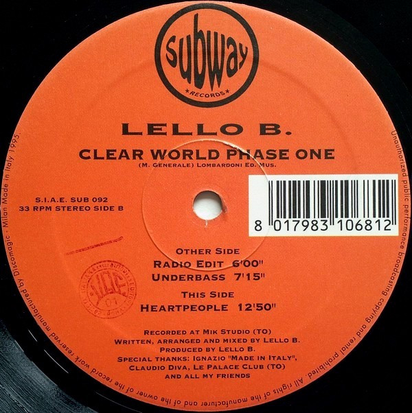 Lello B. - Clear World Phase One | Subway Records (SUB 092)