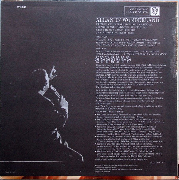 Allan Sherman - Allan In Wonderland | Warner Bros. Records (W 1539) - 2