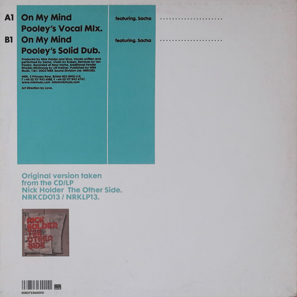 Nick Holder Featuring Sacha Williamson - On My Mind (Ian Pooley Mixes) | NRK Sound Division (NRK085) - 2