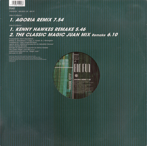 Inner City - Big Fun (Agoria Remix / Kenny Hawkes Remake / The Classic Magic Juan Mix Remake) | [PIAS] Recordings (PIASX025X) - 2