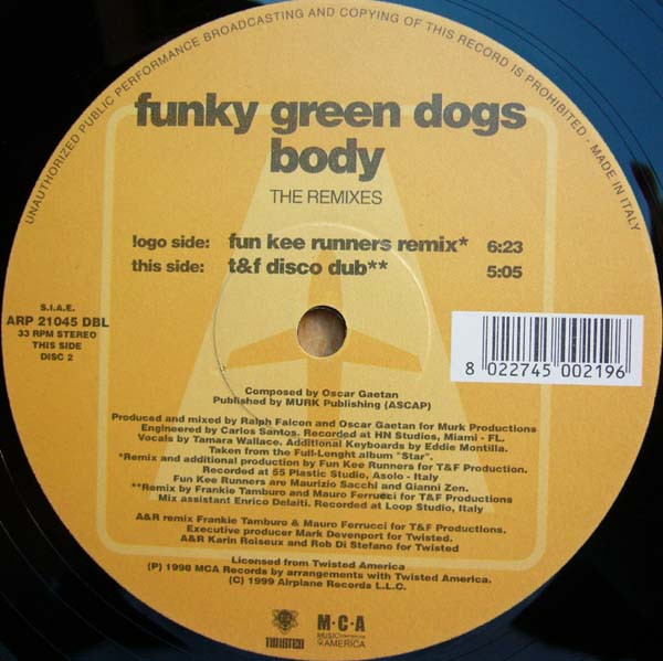 Funky Green Dogs - Body (The Remixes) | Airplane! Records (ARP 21045) - 7