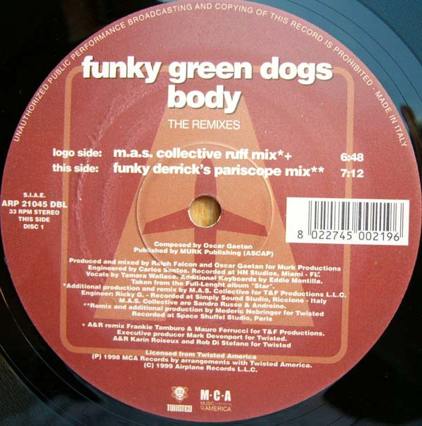 Funky Green Dogs - Body (The Remixes) | Airplane! Records (ARP 21045) - 5
