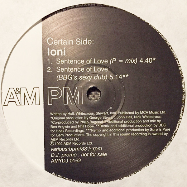 Ioni - Sentence Of Love (Mixes) | A&M PM (AMYDJ 0162) - 2