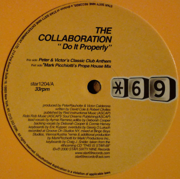 The Collaboration - Do It Properly | Star 69 Records (star1204) - main