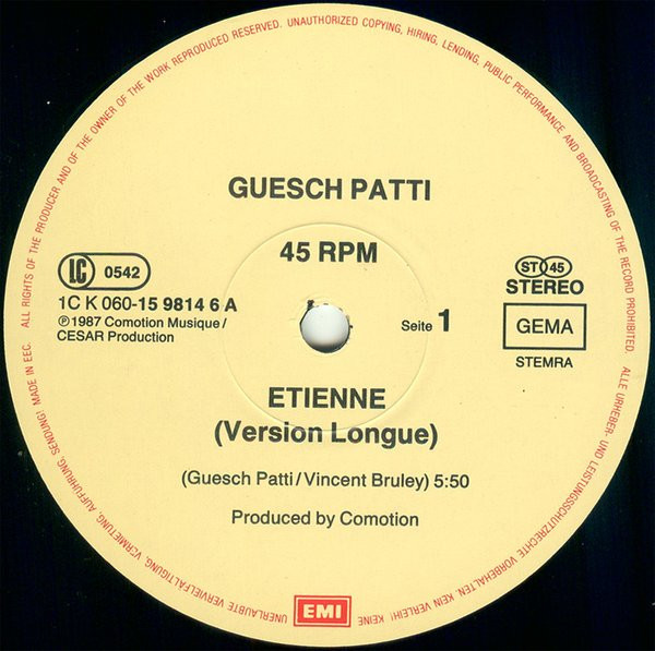 Guesch Patti - Etienne | EMI (060 15 9814 6) - 3 Guesch Patti - Etienne | EMI (060 15 9814 6) - 3