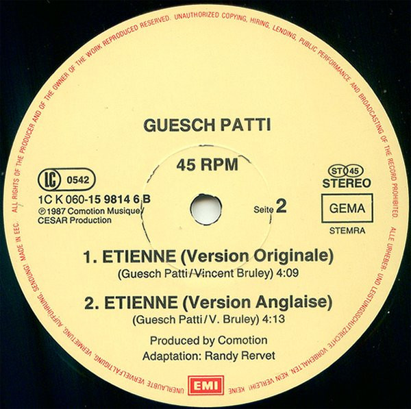 Guesch Patti - Etienne | EMI (060 15 9814 6) - 4 Guesch Patti - Etienne | EMI (060 15 9814 6) - 4