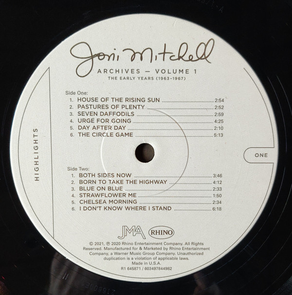 Joni Mitchell - Archives – Volume 1: The Early Years (1963-1967): Highlights LP | Rhino Records (R1 645871) - 4