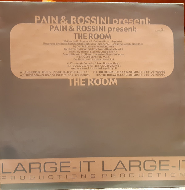 Pain & Rossini - The Room | Large-IT Productions (LGT-IT 8033) - main