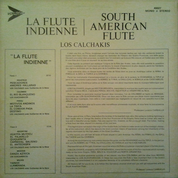 Los Calchakis Avec Guillermo de la Roca / Los Guacharacos - La Flûte Indienne - South American Flute | Barclay (40027) - 2