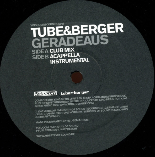 Tube & Berger - Geradeaus | Voidcom (VOIDCOMRECORDINGS008) - 2