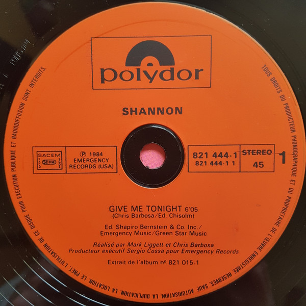 Shannon - Give Me Tonight | Polydor (821 444-1) - 3