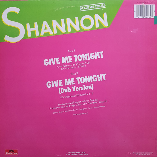 Shannon - Give Me Tonight | Polydor (821 444-1) - 2