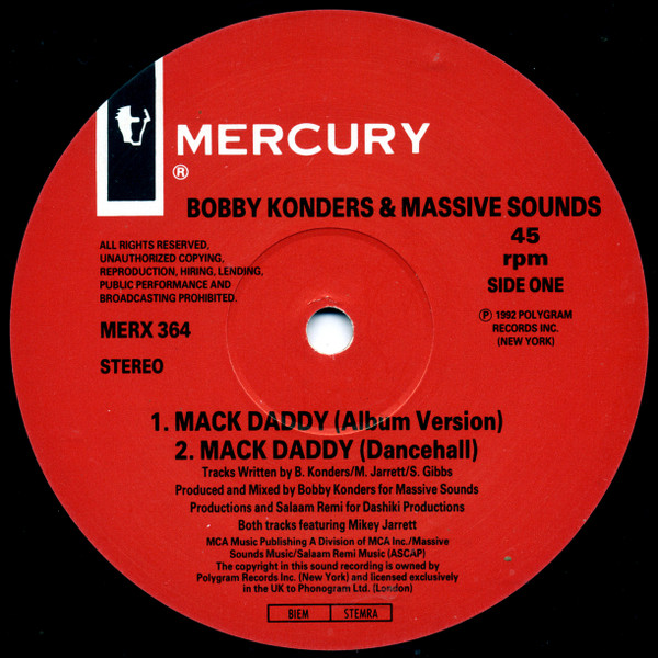 Bobby Konders & Massive Sounds - Mack Daddy | Mercury (MERX 364) - 3