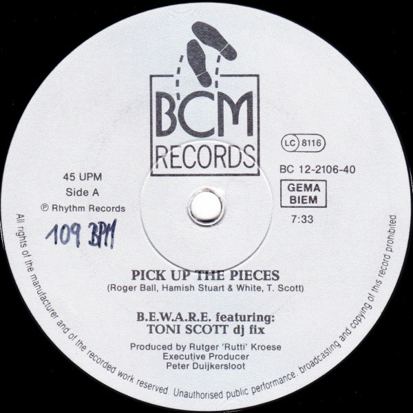 B.E.W.A.R.E. Featuring Toni Scott , DJ Fix - Pick Up The Pieces | BCM Records (BC 12-2106-40) - 2 B.E.W.A.R.E. Featuring Toni Scott , DJ Fix - Pick Up The Pieces | BCM Records (BC 12-2106-40) - 2