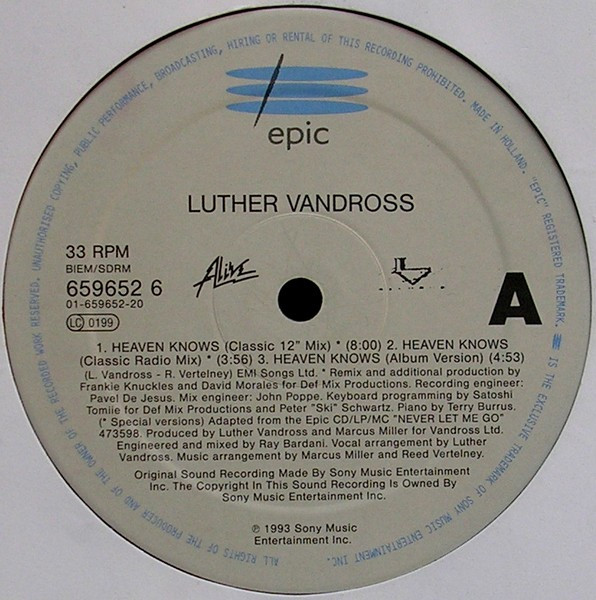 Luther Vandross - Heaven Knows | Epic (659652 6) - 3