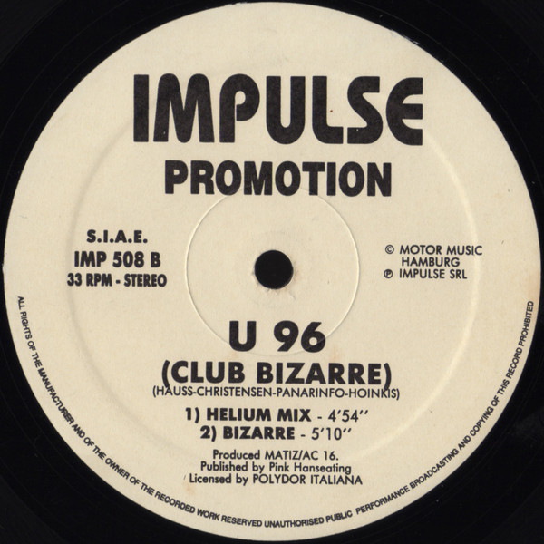 U96 - Club Bizarre | Impulse (IMP 508) - 2