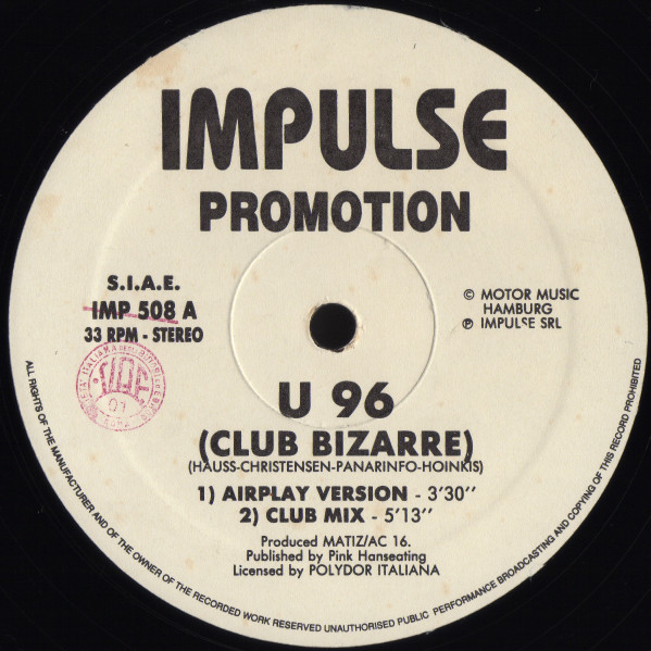 U96 - Club Bizarre | Impulse (IMP 508) - main