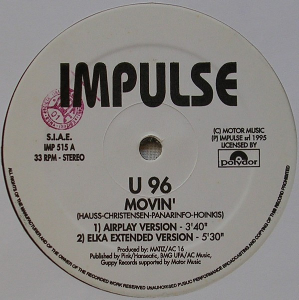 U96 - Movin' | Impulse (IMP 515) - 3