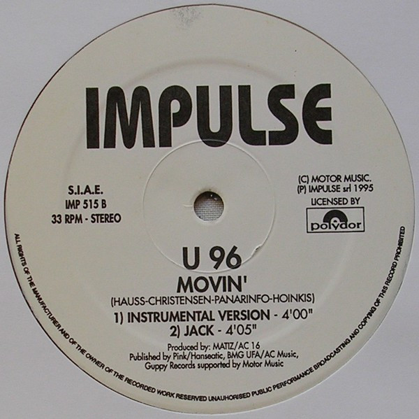 U96 - Movin' | Impulse (IMP 515) - 4