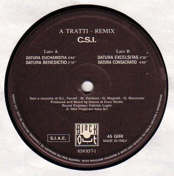 C.S.I. - A Tratti - Remix | Black Out (858 957-1)